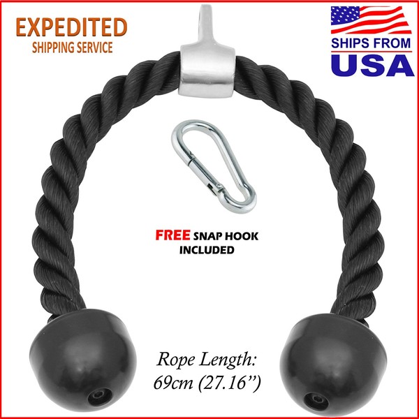 Tricep Rope Attachment Cable Machine Handle Fitness Pulldown Triceps Pushdown