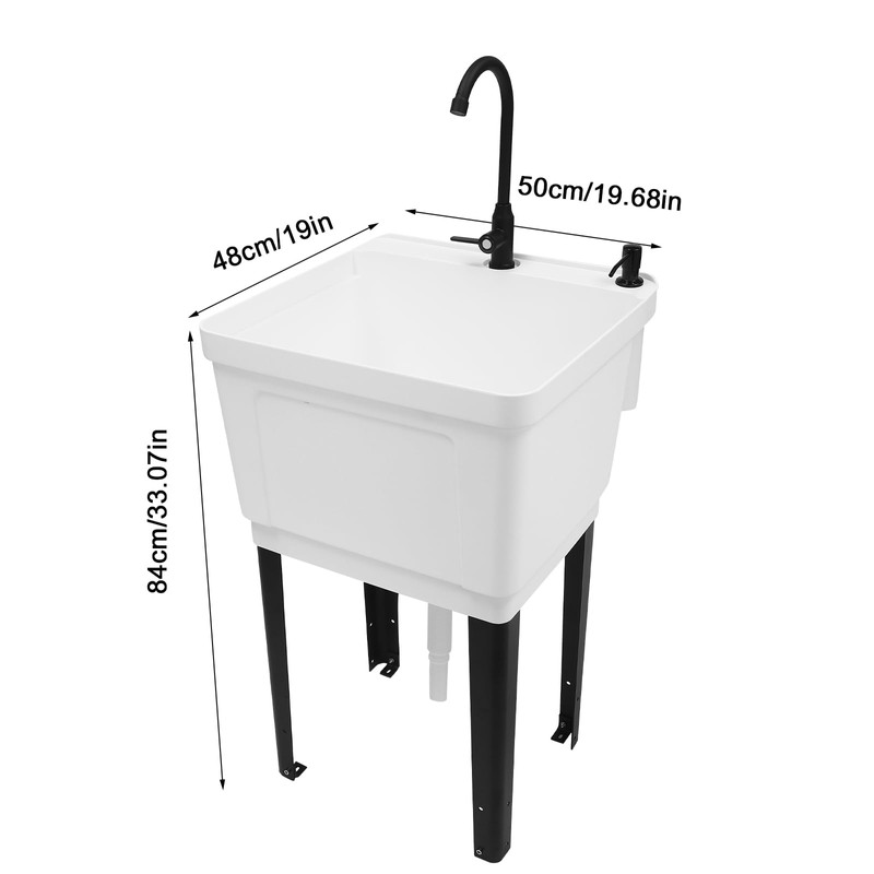 BAIODNB Freestanding Utility Sink, Utility Sink Extra-Deep Laundry Tub, Freestanding