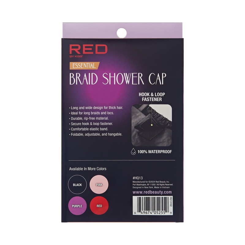 Red by Kiss Essential Super Large Waterproof Braid Shower Cap,