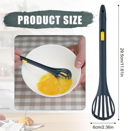 2-in-1 Egg Whisk & Serrated Food Clip, Plastic Egg Beaters Ergonomic Design Food Tongs, Multipurpose Kitchen Gadget for Baking, Mixing Milk, Salad, Cream & Gripping Bread/Pasta(Navy Blue)