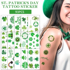 15Sheet St.Patrick's Day Shamrock Tattoos, St. Patrick's Day Temporary Tattoo Stickers Irish Lucky Tattoo for Kids Adults St. Patrick's Day Decorations Party Supplies