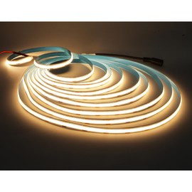 Tesfish LED Strip Lights COB, DC 12V 16.4ft Band 480 LEDs/M Warm White 3000K Neon Flexible Super Bright 5000LM Dimmable Rope Light Strips with DC Connection for Party, Counter, Shelf, Home Decor