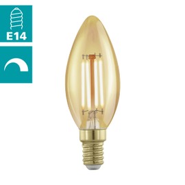 EGLO E14 LED Lampe Retro dimmbar, Golden Vintage Glühbirne in Kerzenform, Deko Leuchtmittel Kerze, 4 Watt (entspricht 28 Watt), 300 Lumen, warmweiß, 1700 K, Edison Birne C35, Ø 3,5 cm