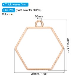 PATIKIL 50pcs Open Bezels, Resin Bezels Pendants Mold Open Back Bezels Geometric Pressed Charm Bulk Alloy Hollow Frame for Resin Jewelry Making Earrings Necklace, Hexagon,Silver Gold