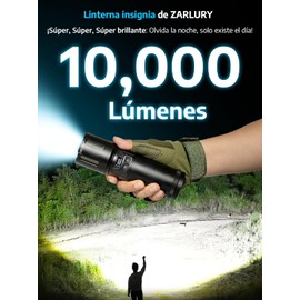Linterna Recargable de Alta Potencia Táctica Militar USB, Súper Brillante 10000 Lúmenes, Lámpara LED con Tecnología Innovadora en la Cola para Emergencias, Camping, Exteriores y Aventuras