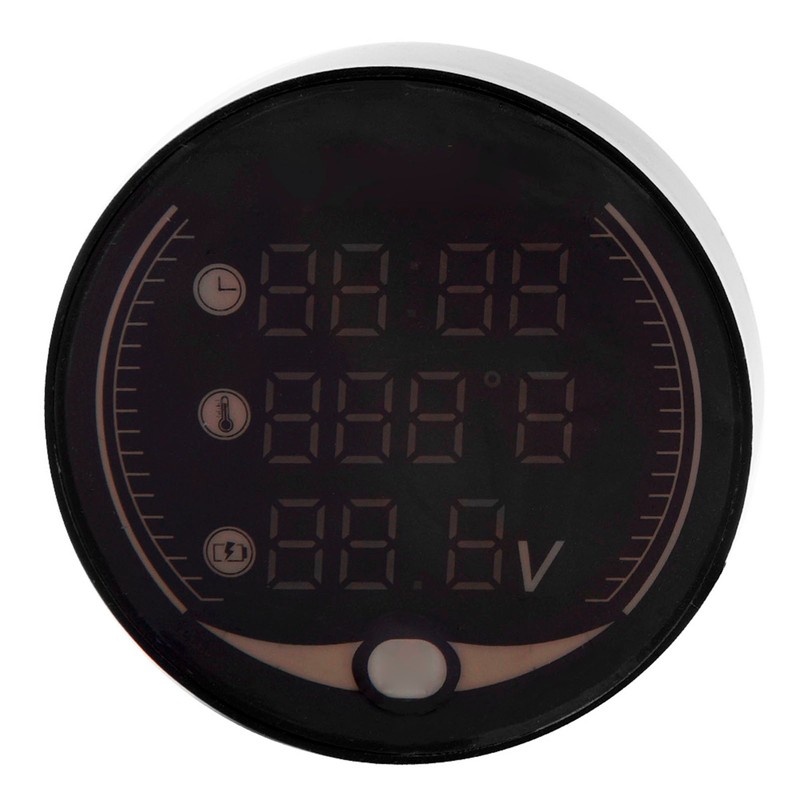 3-in-1 Motorcycle Electronic Digital Thermometer Voltmeter Time Clock Temperature Gauge