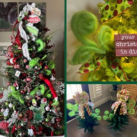 5pcs Green Christmas Tree Picks Decoration Curly Tree Topper Picks Spray Ornaments for Xmas Home Vase Wreath Holiday Party (Green Picks)