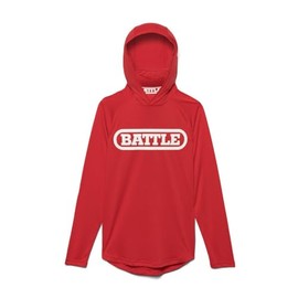 Battle Sports Light Action Face Mask Workout Hoodie - Raglan Cut Sleeveless Hoodie for Adults & Youth (US, Alpha, Large, Regular, Regular, Red, Youth)