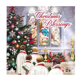 Eurowrap Pack of 12 Assorted Christmas Cards Xmas Religious Church Choir Theme, 2 Designs Christmas Blessings and Christmas Wishes Eco Friendly Packaging 100% Recyclable