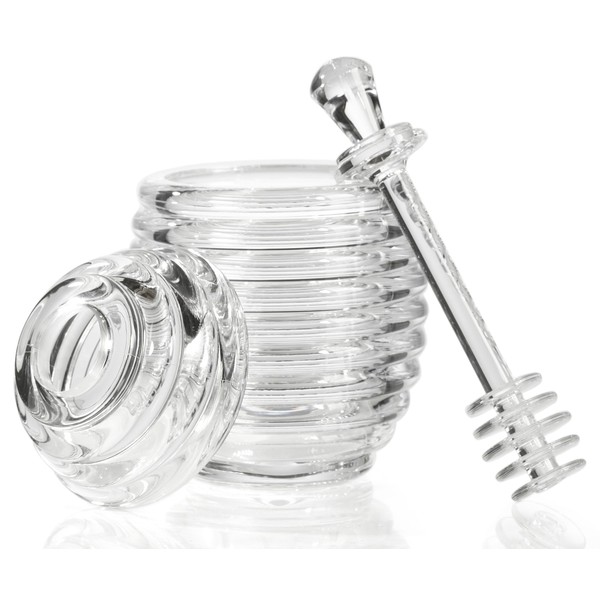 Prodyne Acrylic Honey Jar With Server, Off-white