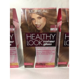 L'Oreal 3 X L'Oreal Healthy Look Creme Gloss Hair Color Dark Blonde,Latte #7 NEW.