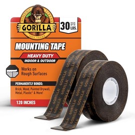 Gorilla Cinta de montaje de doble cara resistente, cinta negra, 1 x 120 pulgadas (paquete de 2) – Resistente a la intemperie para interiores o exterio