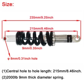 CYDZSW - Amortiguador de choque de motocicleta de 215 mm, 2000 libras, amortiguador de amortiguador trasero universal para ciclomotor, scooter, pit Dirt Bike 50 cc, 70 cc, 90 cc, 125 cc, 150 cc, 250