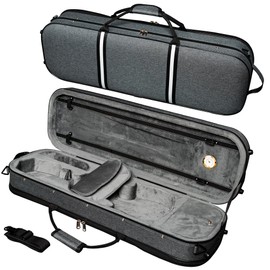 MI&VI Avanti Series Light Hard Violin Case (Full Size) — Travel Violin Backpack Case for 4/4 Sized Violins, NF-5250 (Silver)