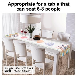 Bunny Eggs Table Runner,Colourful Easter Table Runner Spring Kitchen Dining Table Decoration for Home Party Decor Indoor Outdoor 13x72 Inch