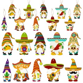 EYxsaxenk 31Pcs Cinco de Mayo Summer Fiesta Gnomes Wooden Hanging Ornament Decoration, Mexican Gnome Elf Pendant Tags for Kids Mexican Cinco De Mayo Taco Carnivals Party Favor Farmhouse Decor Supplies