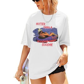 Hotter Than a Hoochie Coochie Oversized T Shirt Women Summer Beach Vacation Tops Vintage Graphic Country Music Tee (M, White)