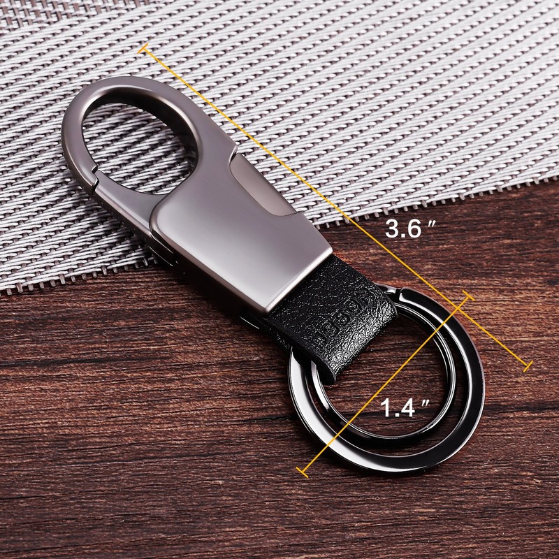 Leather Car Keyring (with 2 Extra Rings) for Men and