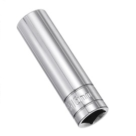 Juttzzei 6-Point Deep Socket, 1/2 Inch Drive 16mm Socket, Full Polishing CR-V Steel 16mm Socket 1/2 Drive with 78mm Length 6-Point Metric Sizes foe Car Home Repair Mechanical Maintenance - Silver
