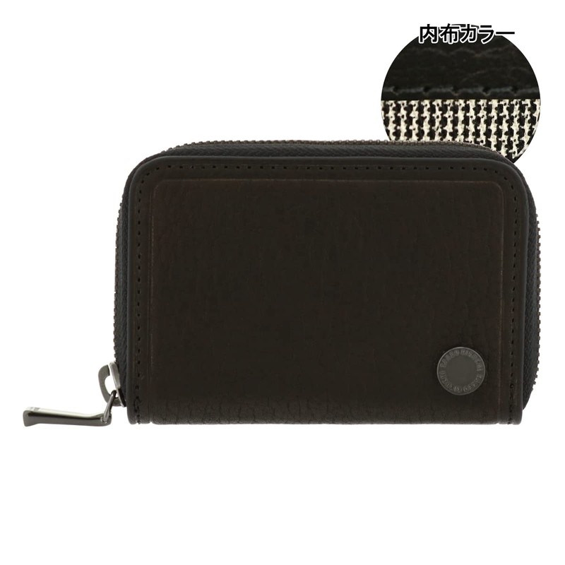 Takeokikuchi 730612 Men's Coin Purse, Round Zipper, Genuine Leather, Coin