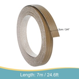 sourcing map Edge Banding, 3/4 Inch x 24.61ft Pre-Glued Wood Veneer Edging Iron-on Flexible Edge Banding for Cabinet Repair Furniture Restoration, Brown Walnut
