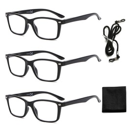 Suertree BM151 - Gafas de lectura con bisagras, 3 unidades, para mujer y hombre