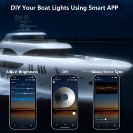 Boat Lights Led Waterproof 33FT, 12V IP67 White Marine Led Strip Lights, Boat Interior Exterior Light with Remote and App, Pontoon Boats Light with Extension Cable for Fishing, RV, Bass, Yacht, Deck
