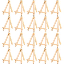 Mini Wooden Easel, 20 Pieces Small Wooden Easel, Mini Stand for Photos, Business Cards, Photo Albums, Crafts for Weddings, Birthday Parties (9 x 16 cm)