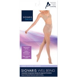 SIGVARIS Women's Sheer Fashion Pantyhose - 15-20mmHg Weight Compression - Sheer Spandex Non-Slip Hosiery for Comfortable Everyday Wear - Taupe - A (Small Short)