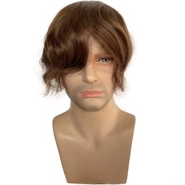 Teraman Men’s Toupee 0.06mm Transparent Ultra Thin Skin Full PU 10x8 Inch Base Replacement System Hair Pieces for Men V-Looped Natural Hairline (#7 color,100% human hair)