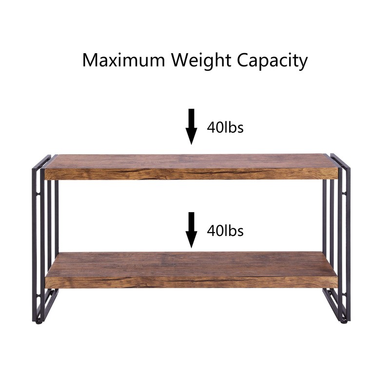 FIVEGIVEN 2 Shelf Bookcase Small Display Book Shelf Rustic Industrial,