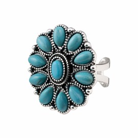 Rustic Couture's Western Jewelry Adjustable Vintage Bohemian Turquoise Knuckle Cuff Ring for Women Cowgirl RCR-01-106TQ