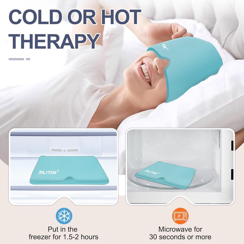 Migraine Headache Relief Cap, Gel Ice Head Wrap, Hot and