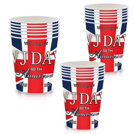 yayafunfun 16Pcs VJ Day 80th Anniversary Paper Cups, Thick, 15th August VJ Day Cups 80 Years Victory in Japan WW2 1945-2025 Cup for Celebrate 2025 VJ-Day 80th Anniversary Party Table Decorations