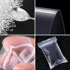Bolsa pequeña de sellado de agarre 300 piezas de 4 x 6 cm, pequeña bolsa de plástico sellable, bolsas de cuentas de semillas transparentes reutilizables de polietileno transparente para almacenamiento