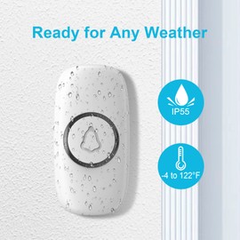 SECRUI Wireless Doorbell with 2 Buttons – Doorbell Kits for Front Door Back Door– Battery Operated Doorbell with 52 Chimes, LED Flash, 5 Volume Levels – Waterproof Modern Doorbell – Over 1000FT