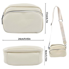 Umhängetasche für Damen Breiter Gurt Leder Crossbody Bag,Umhängetasche Damen Klein Moderne Taschen,Verstellbaren Riemen mit Breitem Schultergurt u 3 fächern,für tägliches Arbeiten, Einkaufen,Reisen