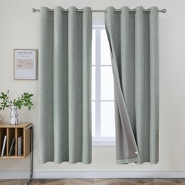Joydeco Sage Green Curtains Blackout 72 Inch Length, Linen 100% Blackout Curtains for Bedroom 2 Panels Set, Thermal Burlap Grommet Room Darkening Curtains for Living Room (52x72 inch, Sage Green)