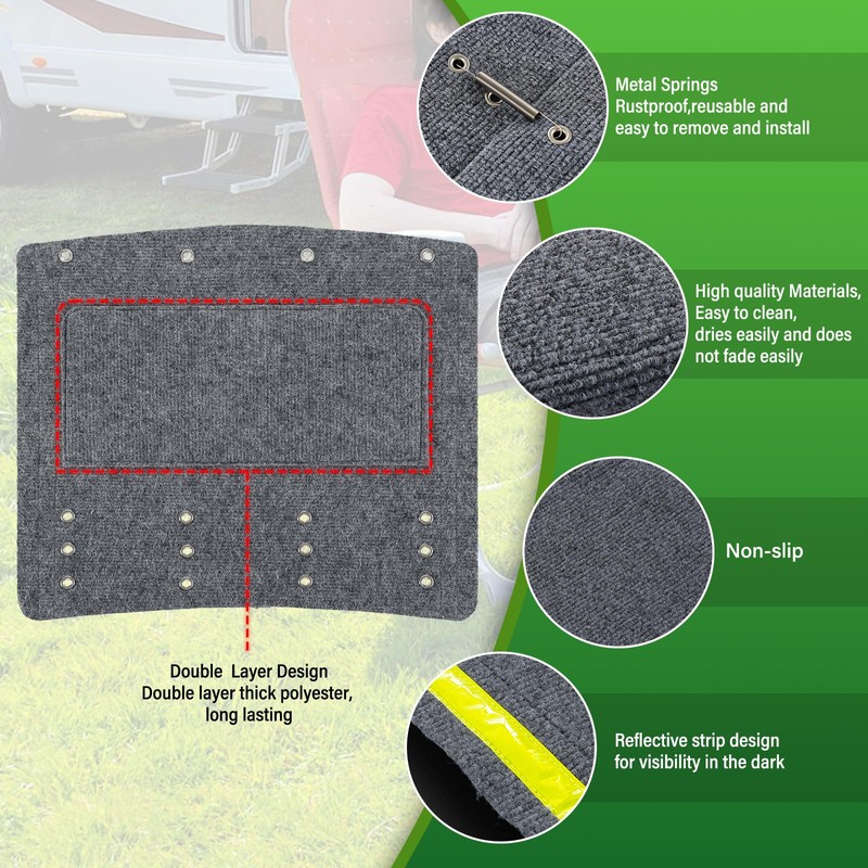 HOMEE RV Step Covers 4 Packs with Reflective Strips,Camper Step