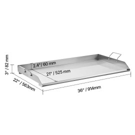 Universal 36x22 Inch Stainless Steel Flat Top Rectangular Gas Grill Griddle Portable BBQ Teppanyaki PlateSize: Size 36x22 inch, Material: Stainless Steel