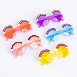 Toyseum 10 x Rainbow Toy Sunglasses for Kids, Cute Party Bag Fillers for Girls, Pack of 10 (5 Unique Colours)