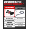 FIERYRED 3/8inch 92FT 23809 LBS Synthetic Winch Rope Cable Kit