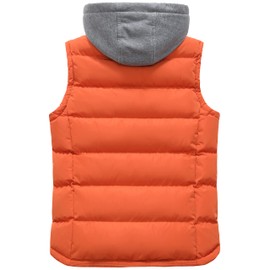 ZSHOW Men's Outdoor Puffer Vest Removable Hooded Cotton Padded Vests Jacket(Orange,Small)