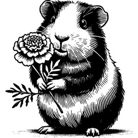 Azeeda 'Meerschweinchen hält Ringelblume' Unmontierter Gummistempel - für Basteln, Scrapbooking und Kartengestaltung - Größe A8 (RS00060484)