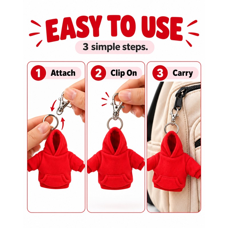 Mini Hoodie Stress Ball Keychain – Cute Detachable Sweatshirt Key