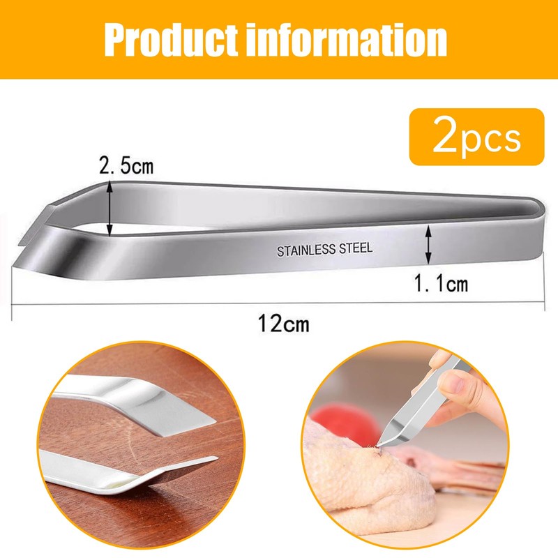 2pcs Fish Bone Tweezers Kitchen Remover Plucking Poultry Feathers Removing
