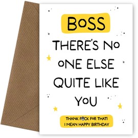 Hey Chimp Funny Boss Birthday Card - No One Else Quite Like You - Funny Birthday Card for Boss to Say Happy Bday to You - Rude, Offensive, and Humorous