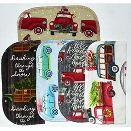2 Ply Printed Flannel 8x8 Inches Set of 5 Holiday Travels - Proudly Made in the USA!