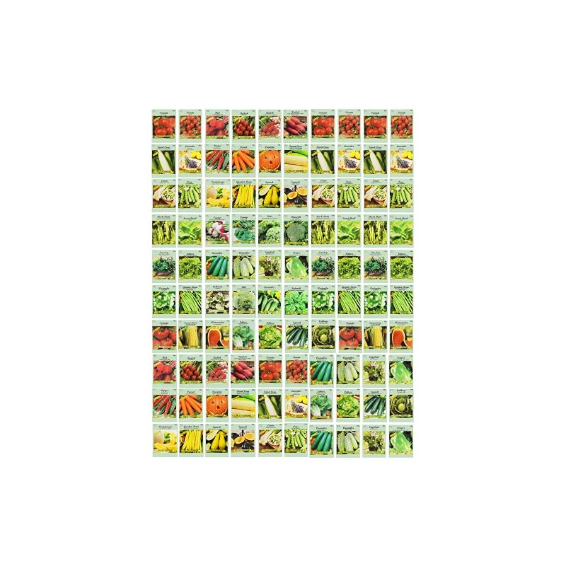 100 Assorted Heirloom Vegetable Seeds 100% Non-GMO (100, Deluxe Assorted