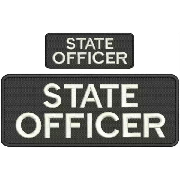 State Officer embroidery patches 4x10 and 2x5 hook white